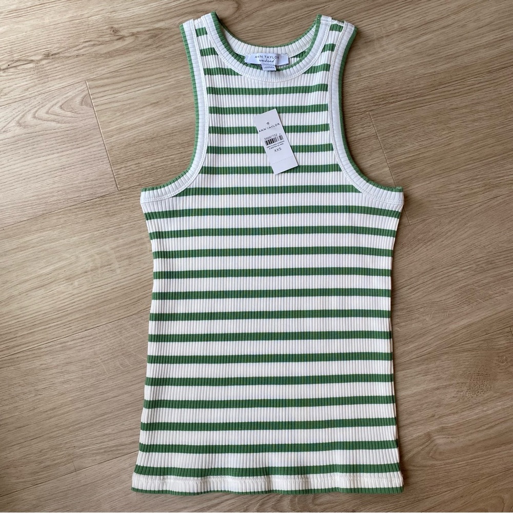 ❤️ NWT Ann Taylor Weekend Striped Ribbed Tank Top - XXS